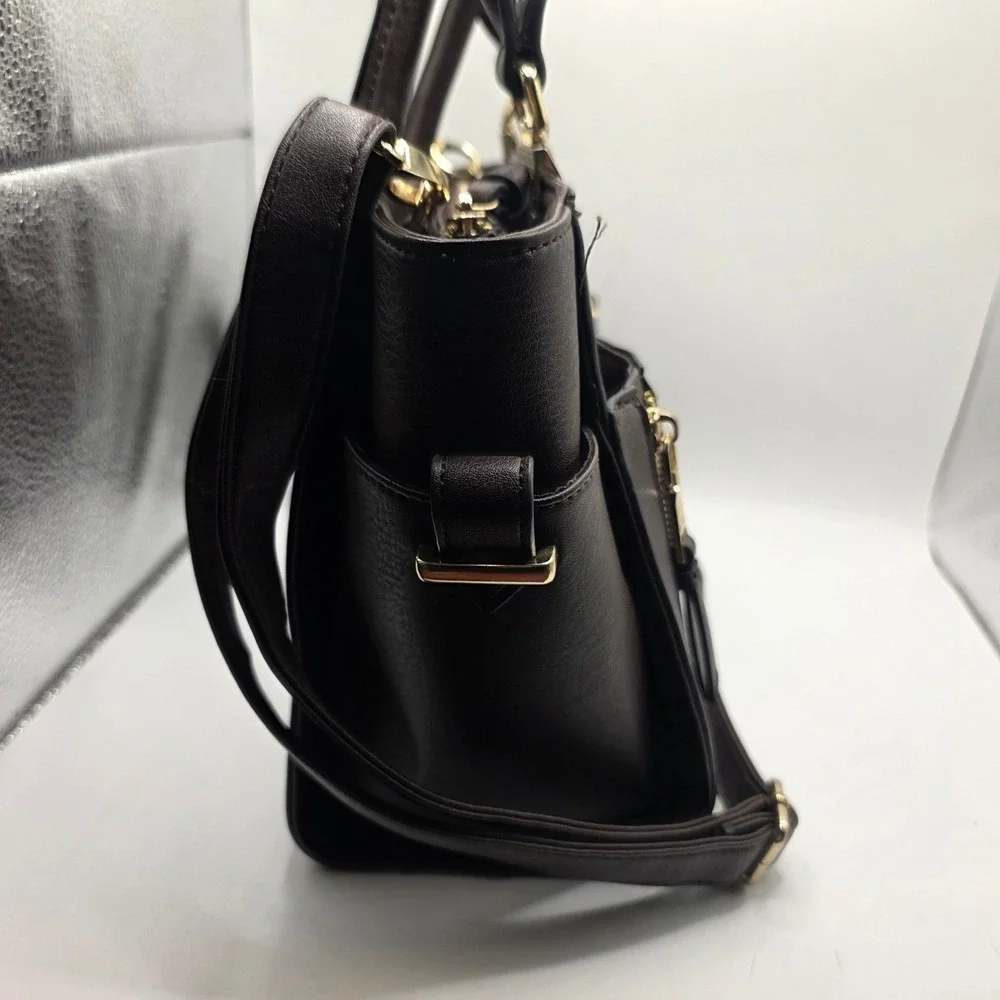 Big Buddha Womens Brown Faux Leather Satchel Crossbody Bag‎ WBH-363